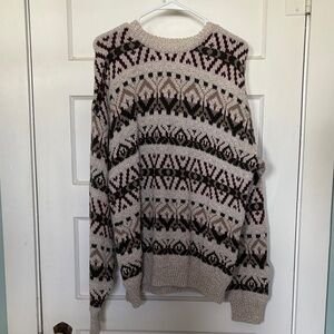 Old Glory Liberty Men’s Knit Sweater - Cream, Green and Maroon Size XL